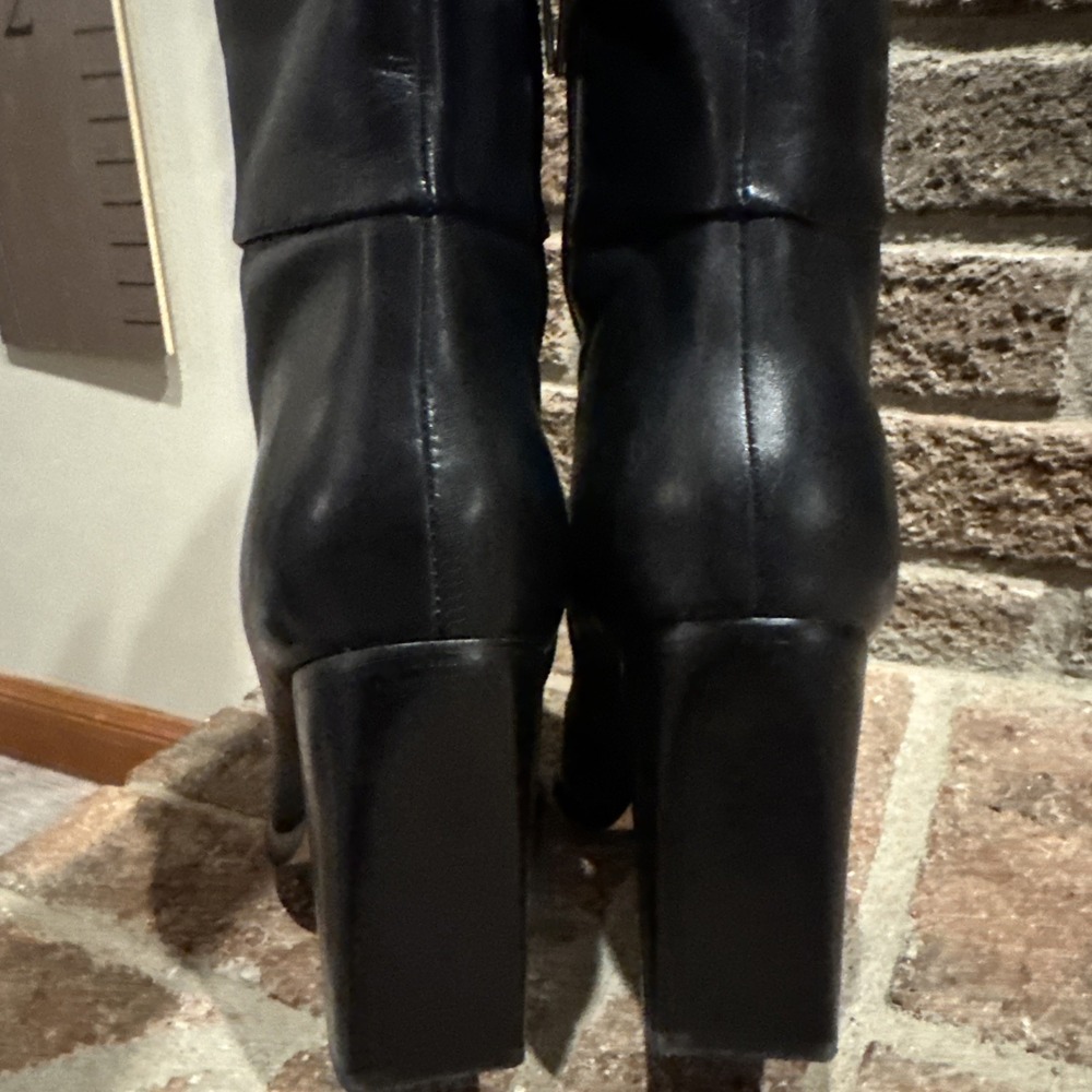 Marc Fisher Lannie Black Block High Heeled Riding Boots Sz 7M #634 - Picture 7 of 16